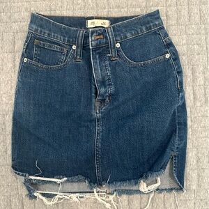 Madewell Blue Distressed Denim Mini Skirt